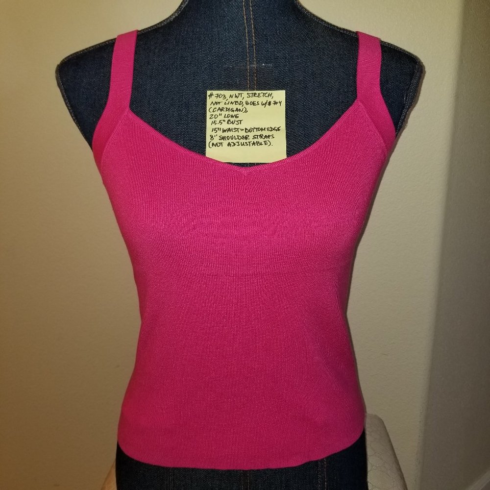 ✅NWT Grace Elements Hot Pink Silk Blend Stretch Knit Top PS #703, B14
